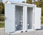 Sanitärcontainer SCD RAL 9002 Grauweiß | H 2335 x B 2400 x T 1200 mm | 2 Türen | 2x WC – Bild 5